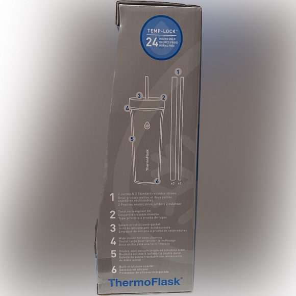 ThermoFlask 32oz Insulated Standard Straw Tumbler, 2-pack NIB - Black & Teal - Picture 2 of 5
